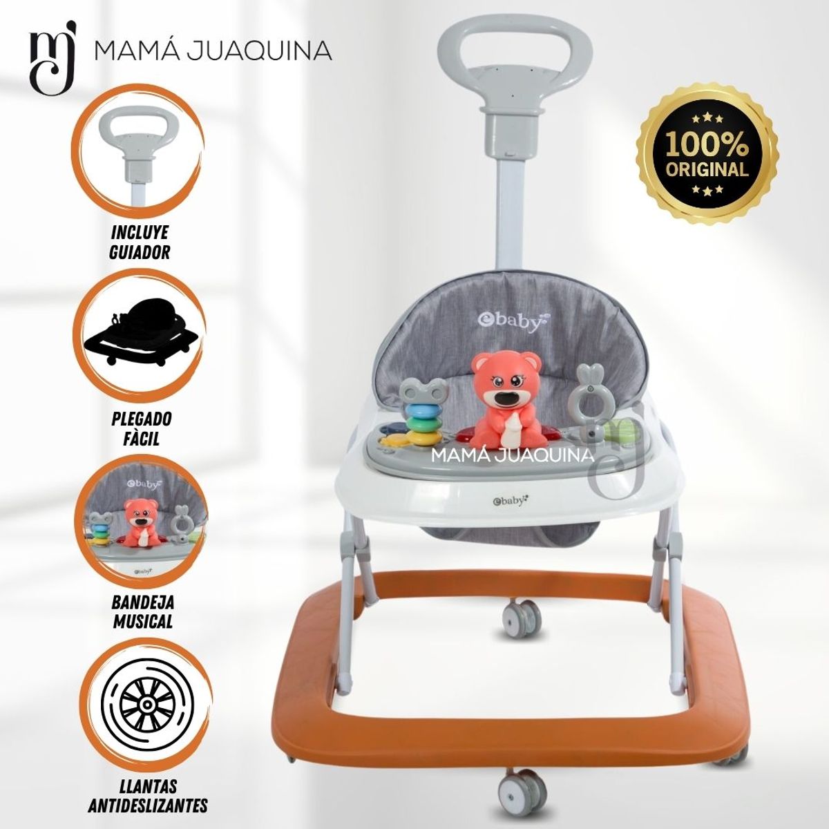 EBABY - Andador con Bandeja Musical «FALL GUYS» Orange