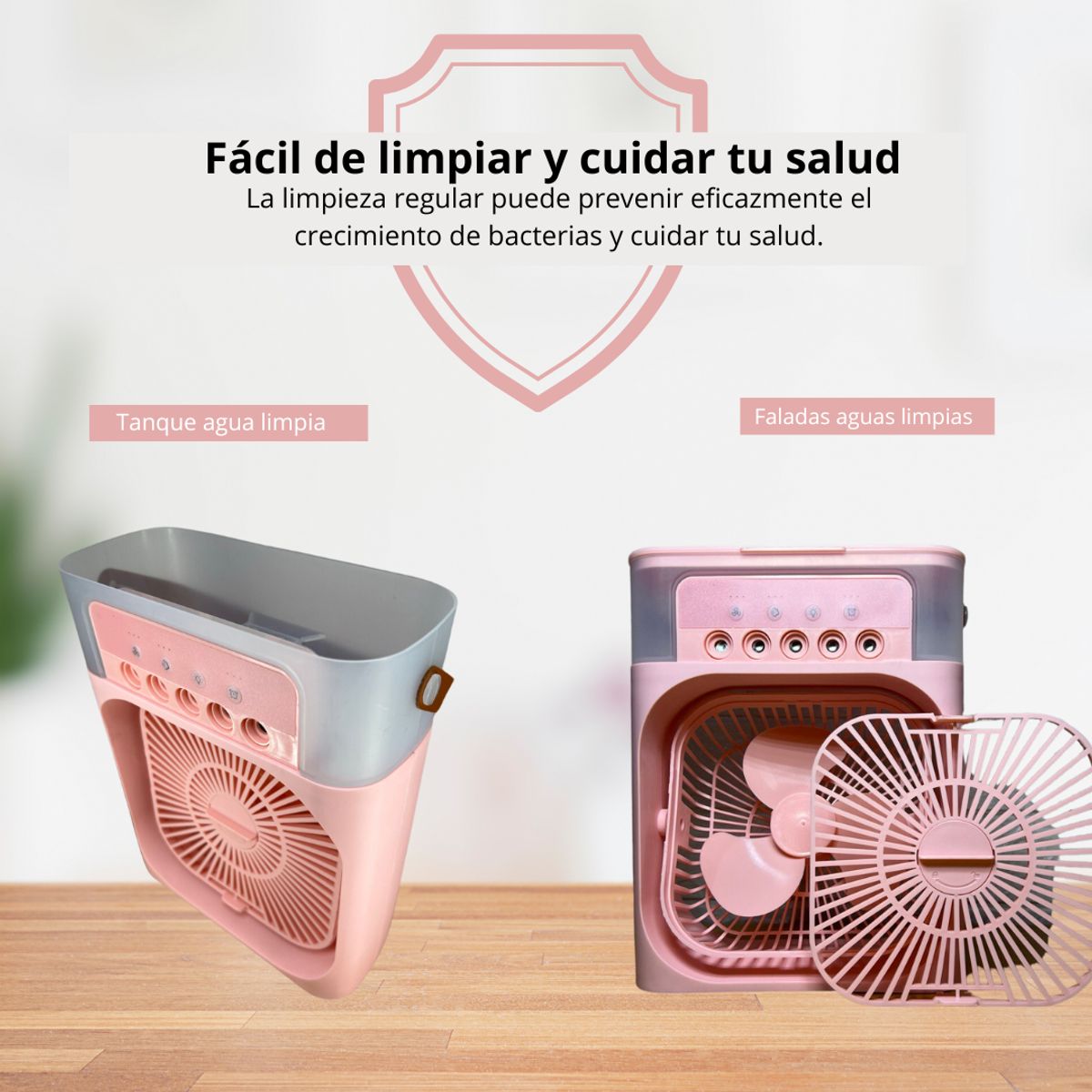 GENERICO - Enfriador de Aire 3 en 1 Ventilador Portatil Humidificador - Rosado