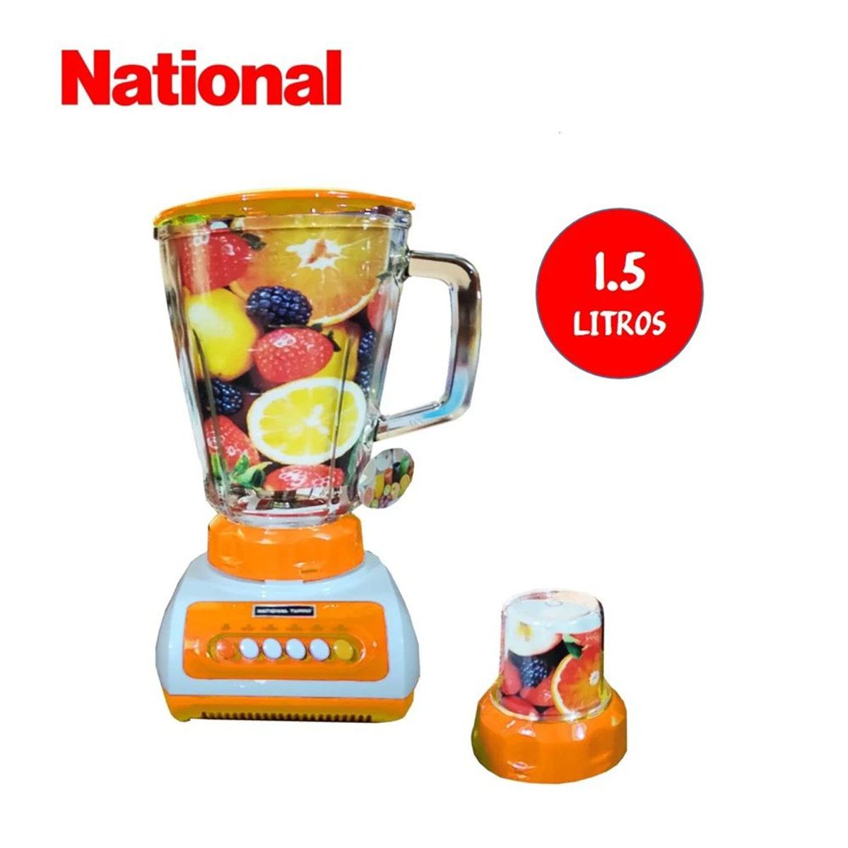 NATIONAL - Licuadora National Turbo con Doble Vaso de Vidrio Templado 900W