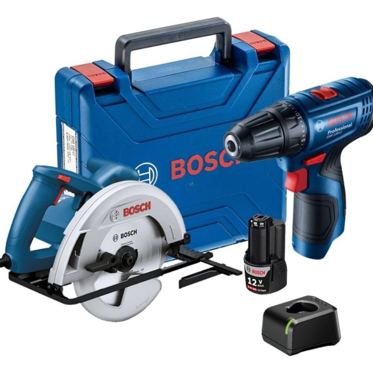 BOSCH - Sierra Circular GKS130+Taladro Atornilllador GSR120