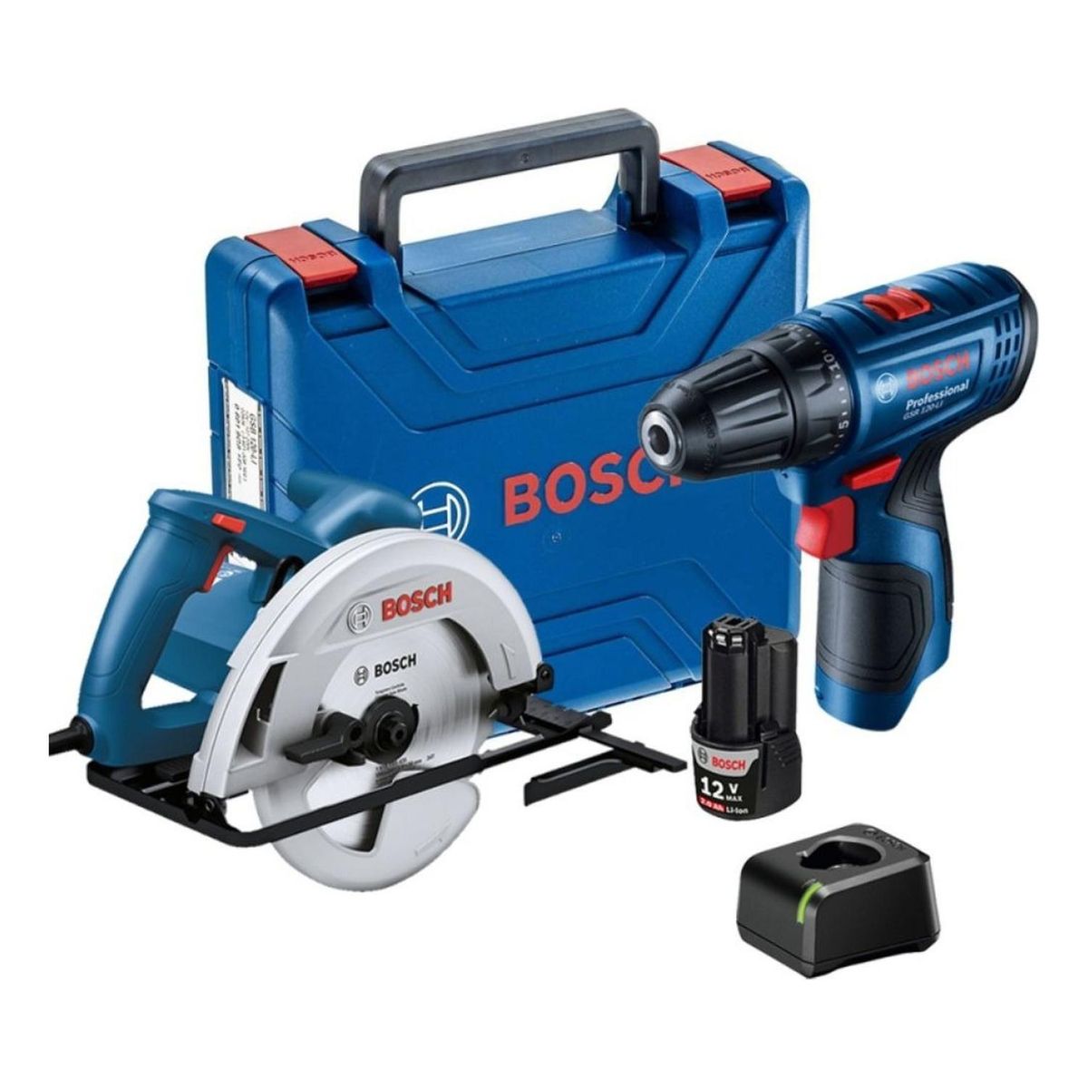 BOSCH - Sierra Circular GKS130+Taladro Atornilllador GSR120