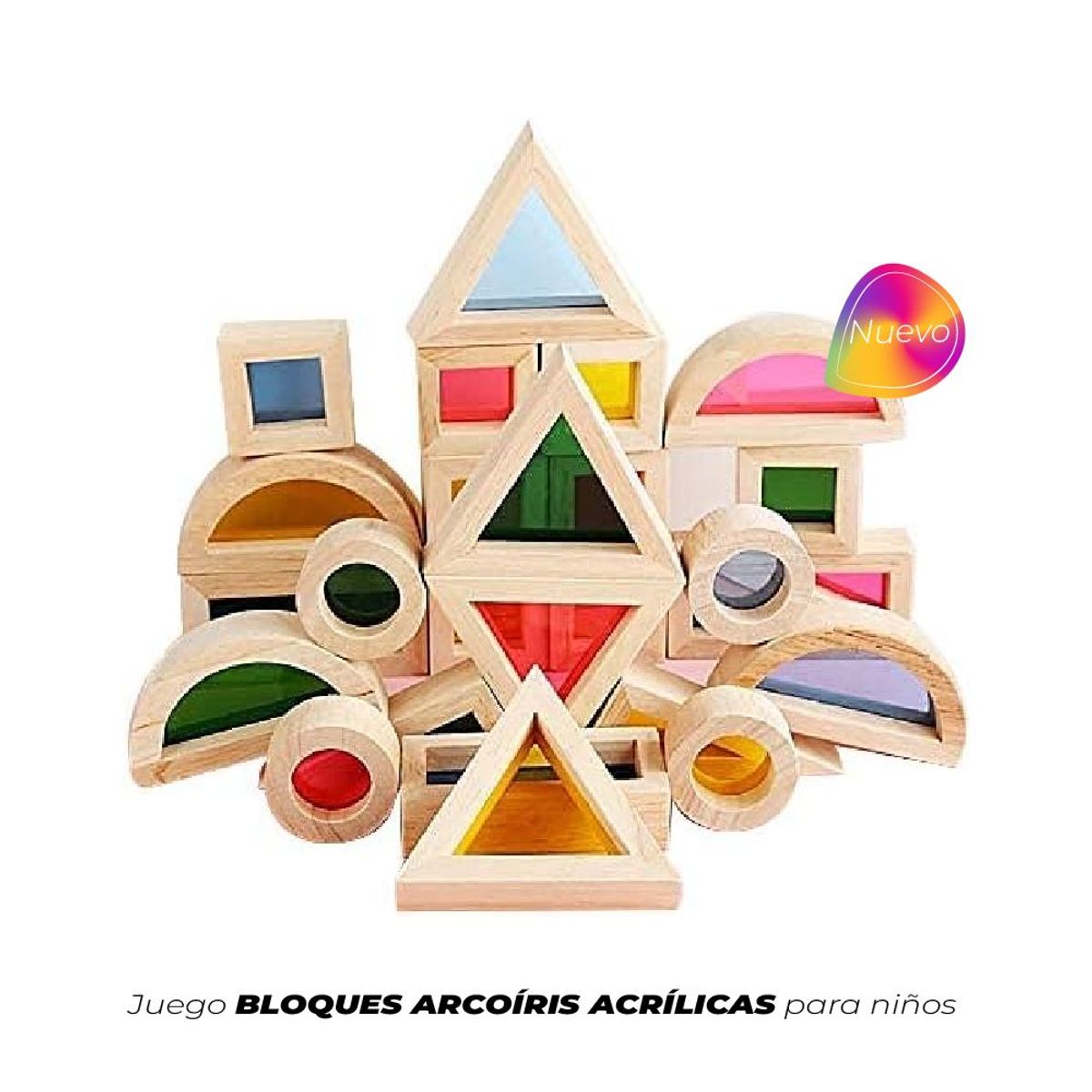 GENERICO - Juego de Bloques Arcoíris Acrílicas
