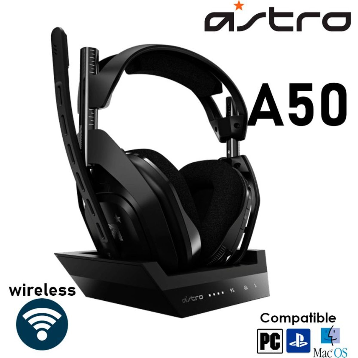 LOGITECH - AUDIFONO ASTRO A50 WIRELESS CON MICROFONO + BASE PS4 BLACK