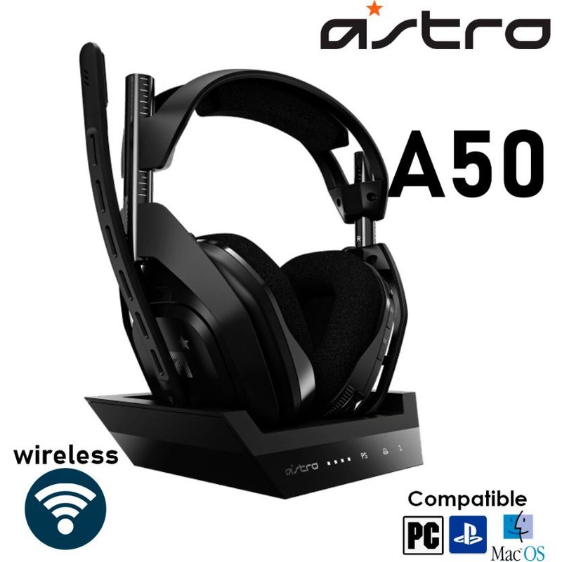 LOGITECH - AUDIFONO ASTRO A50 WIRELESS CON MICROFONO + BASE PS4 BLACK
