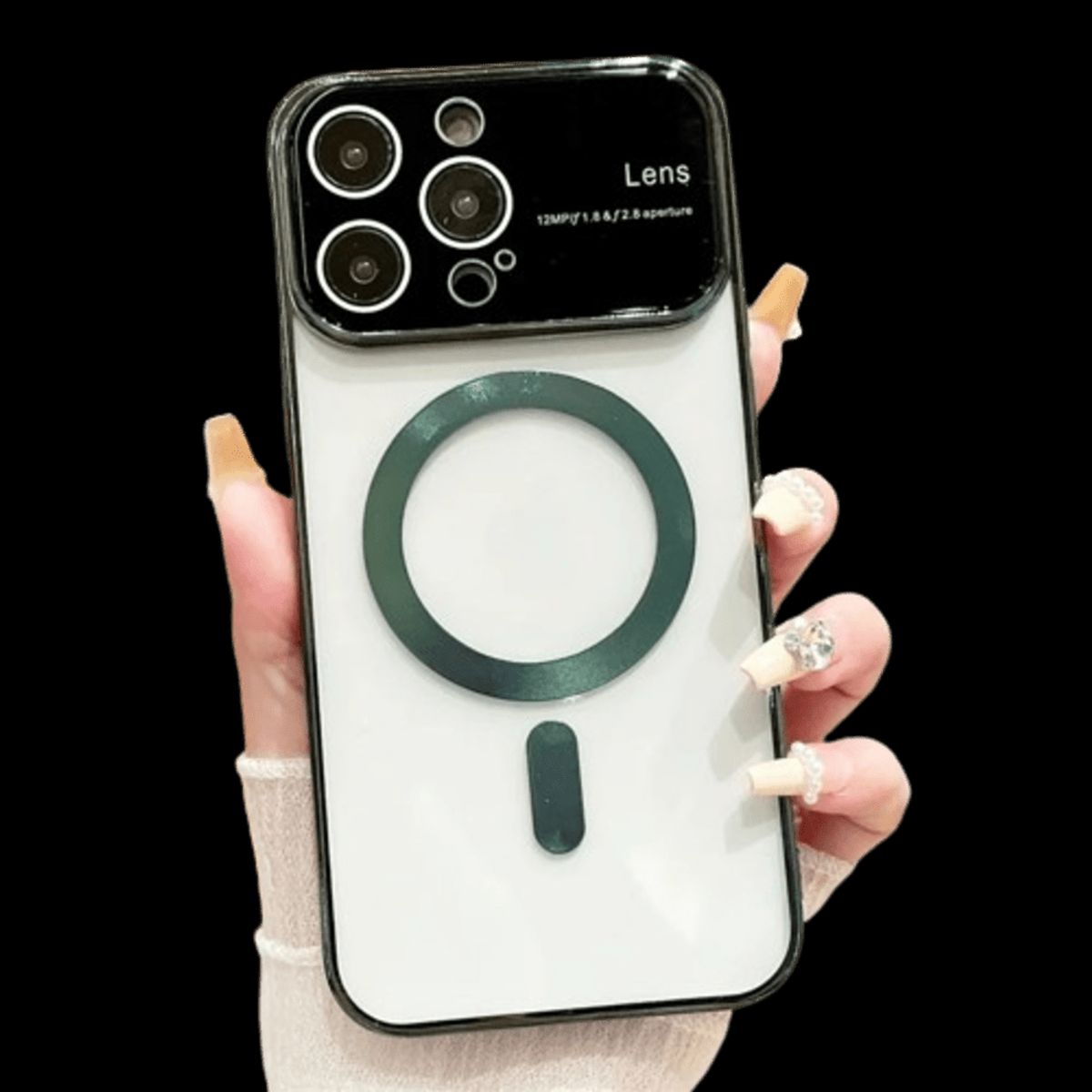 GENERICO - Funda para iPhone 15 Pro Max MagSafe Metalizado Verde Lens Protector