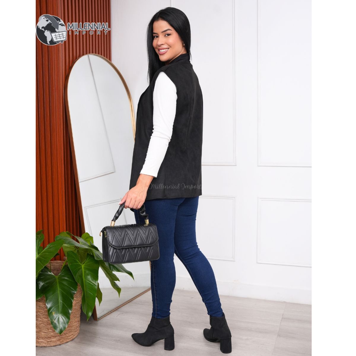 GENERICO - Chaleco para Mujer Capa Larga Textura Suave