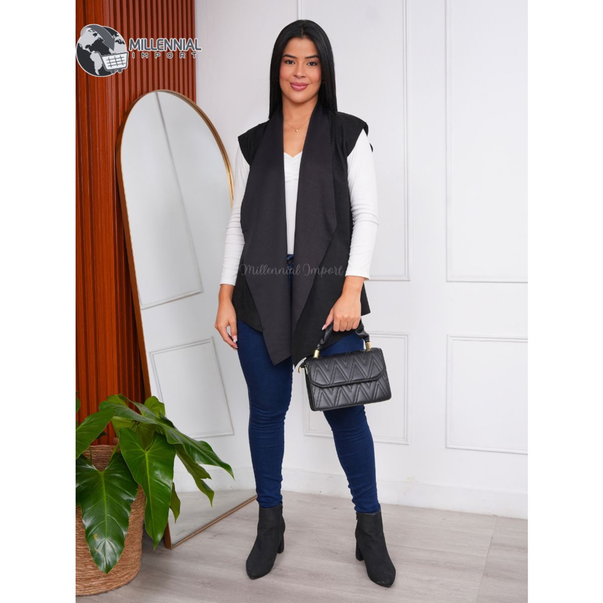 GENERICO - Abrigo Capa Sin Manga para Mujer Chaleco Suave