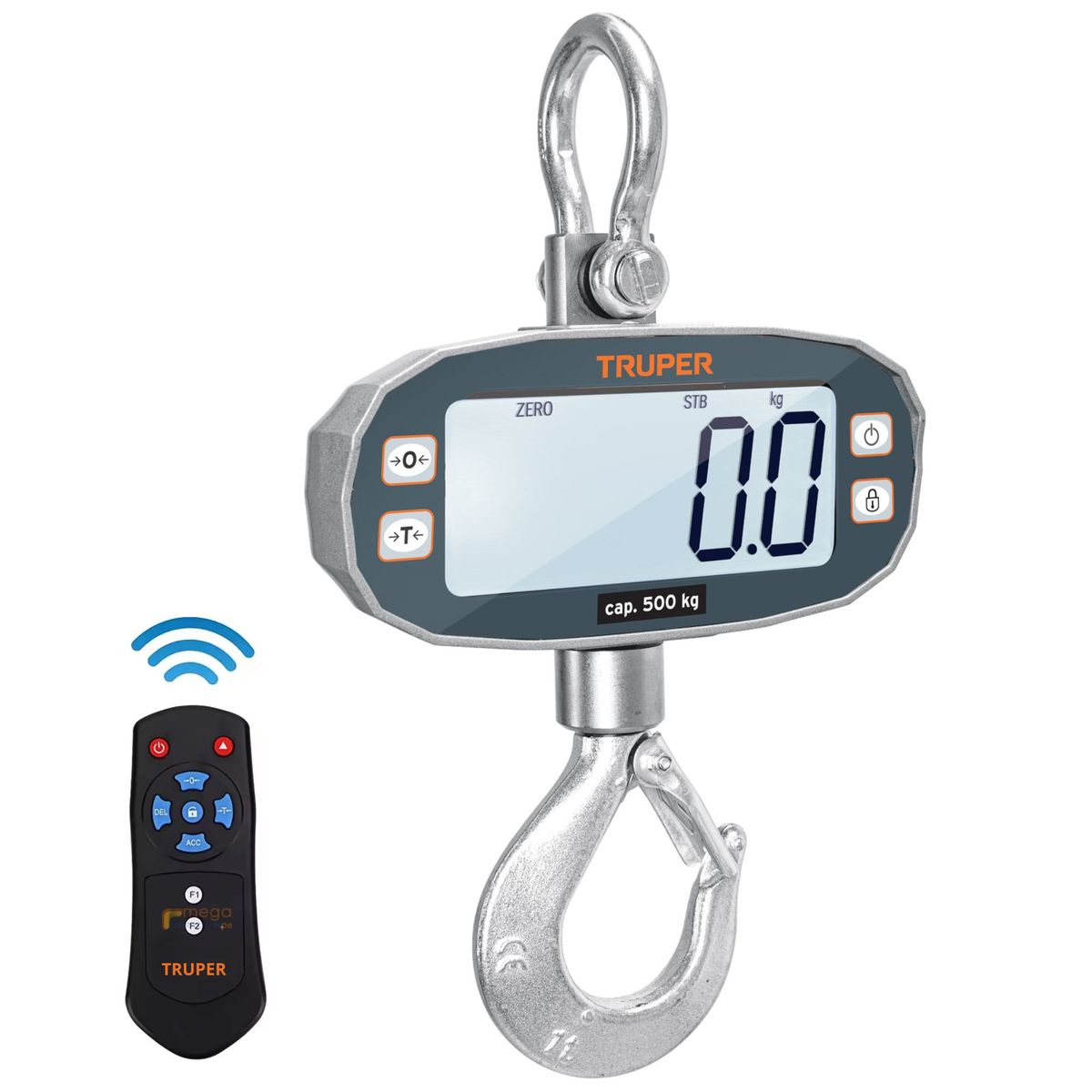 TRUPER - Balanza electrónica colgante, recargable, 500 kg, Truper