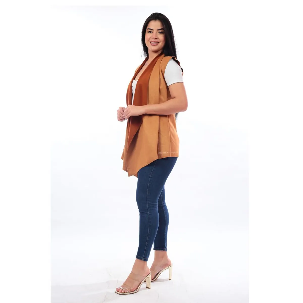 GENERICO - Abrigo Blazers Manga Cero Chaleco Capa Larga para Mujer