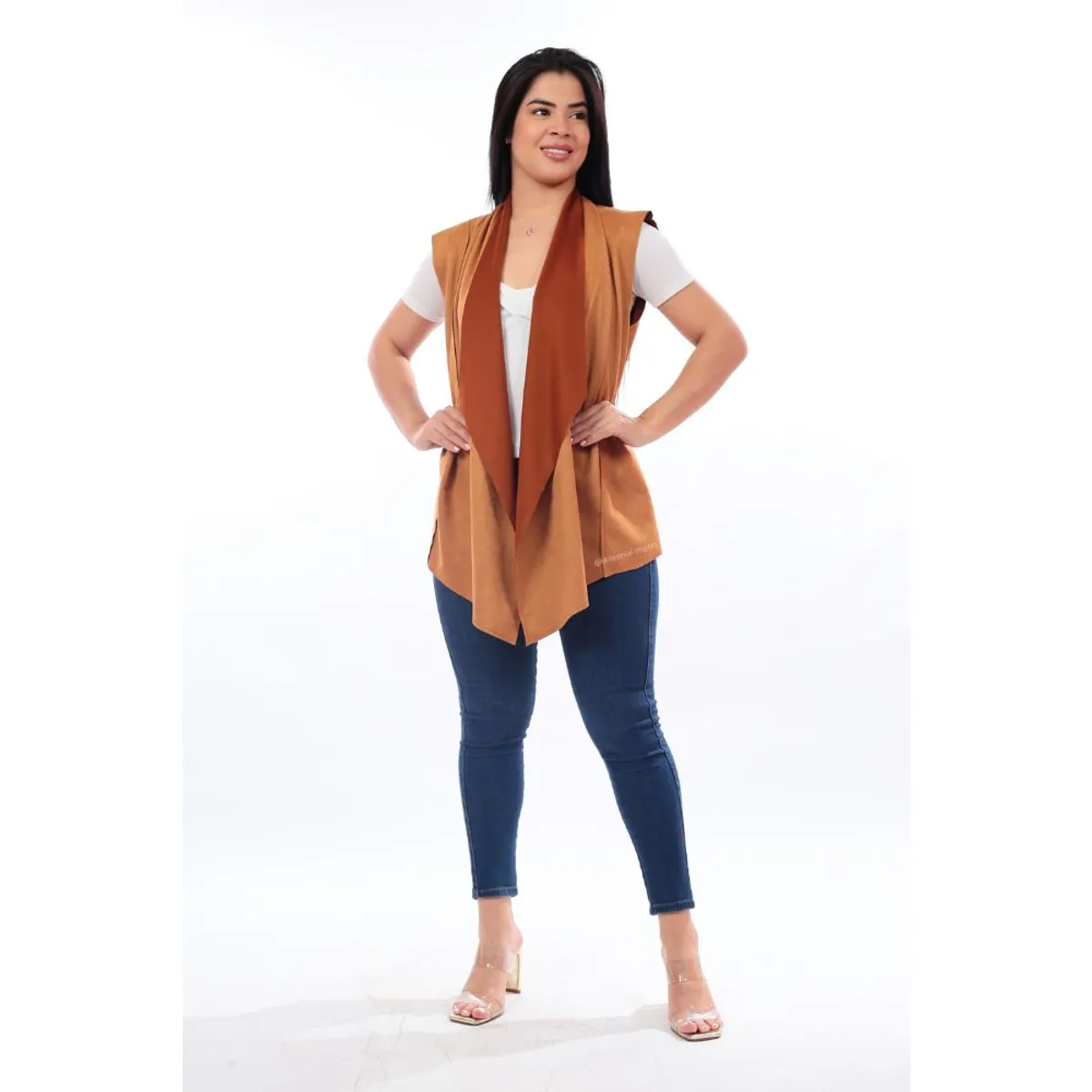 GENERICO - Abrigo Blazers Manga Cero Chaleco Capa Larga para Mujer