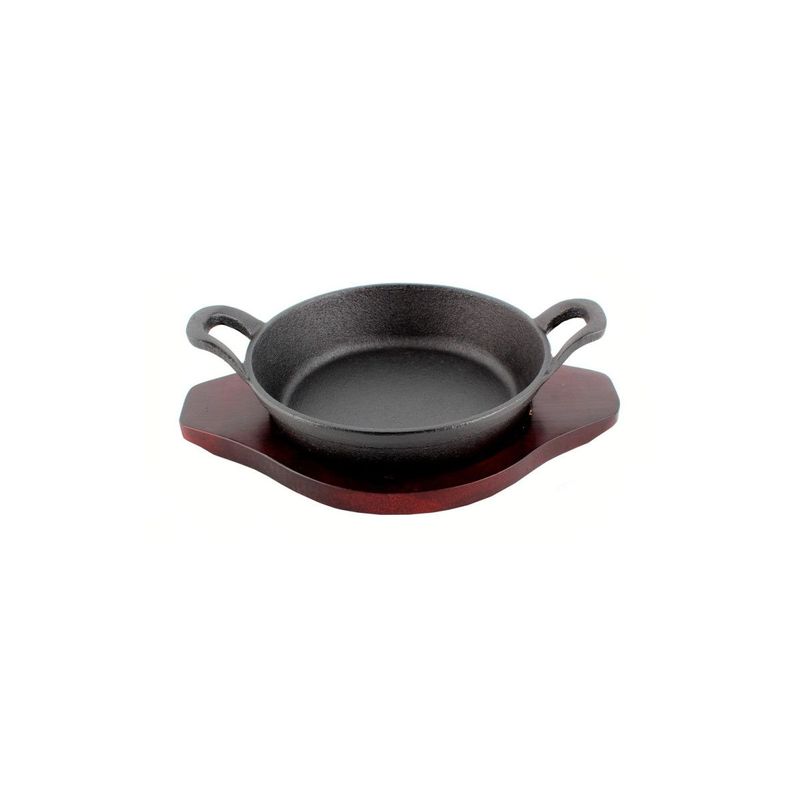 LUGANO - Paila hierro fundido 18 cm con base de madera - Lugano