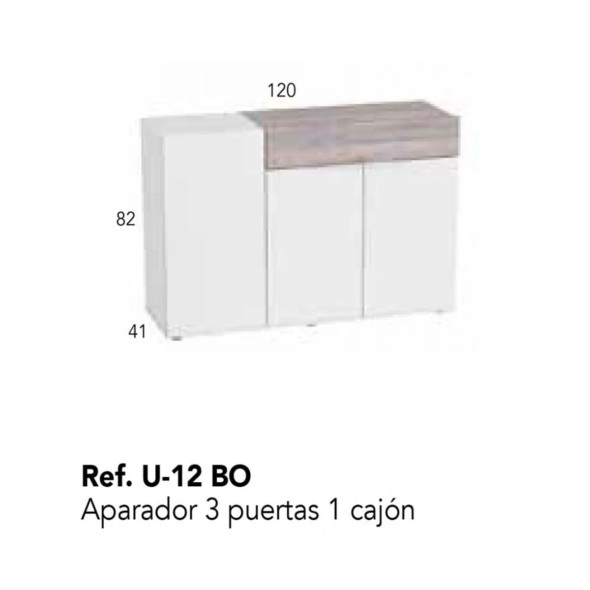 TU MESITA - Aparador para Salón Priux 3 puertas 1 cajón TU MESITA BlancoCeniza