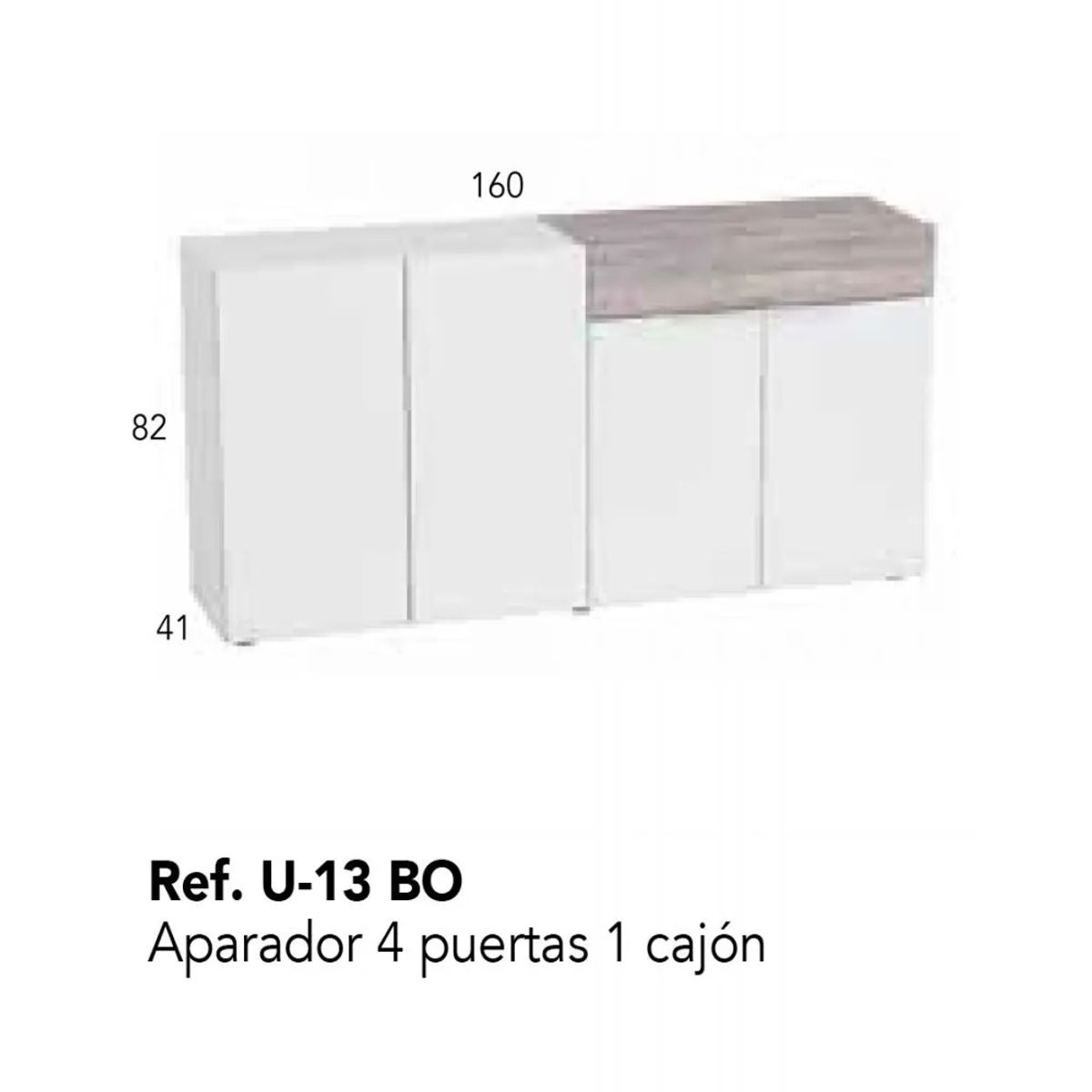 TU MESITA - Aparador para Salón Priux 4 puertas 1 cajón TU MESITA color BlancoCeniza