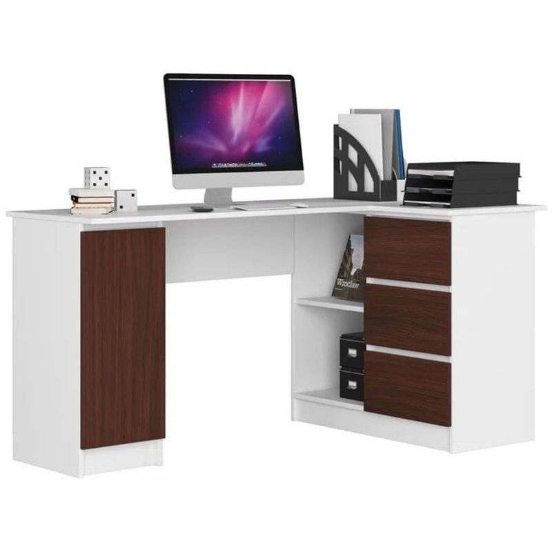 MUEBLES CRISOSTOMO - Escritorio en L Gerencial Blanco-Roble 150cm