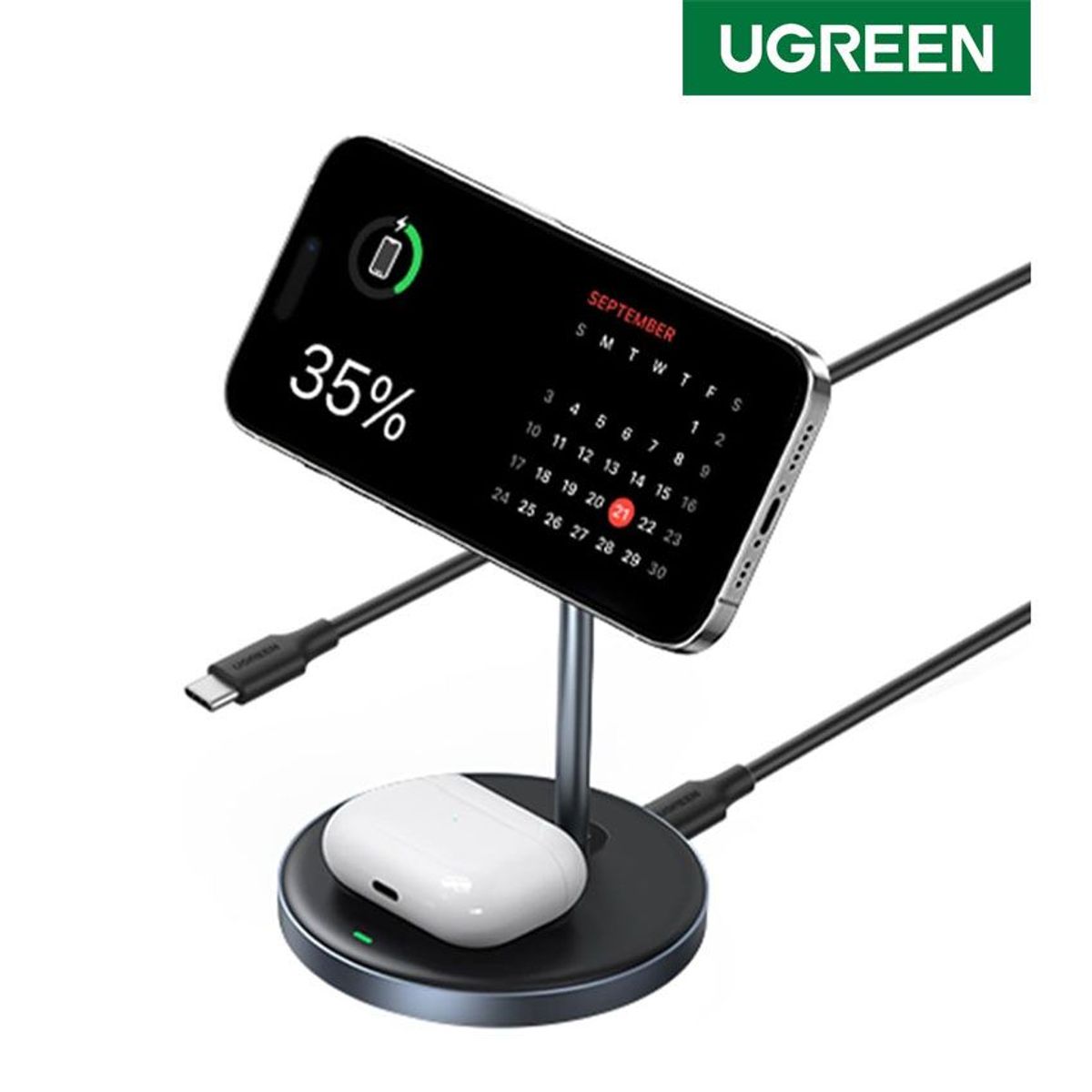 UGREEN - Estacion de Carga 2en1 Ugreen CD317 MagSafe Qi Para iPhone 15 Airpods