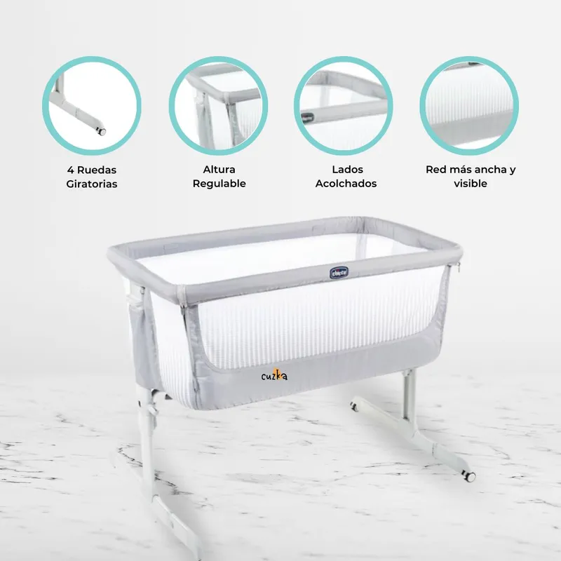 CHICCO - Cuna Co-Sleeping CHICCO «NEXT2ME AIR STONE» Gray