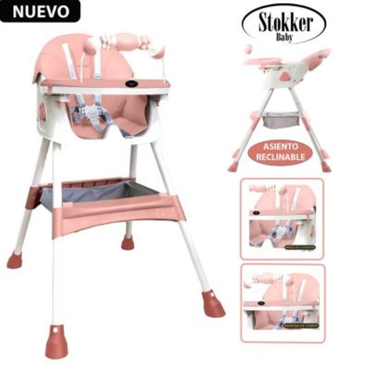 STOKKER BABY - Silla de Comer VENUS Asiento Reclinable Rosado