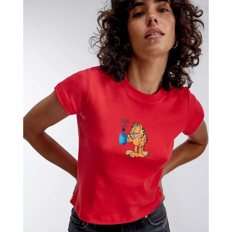 GENERICO - Baby Tee Algodón Garfield Polo Top Rojo