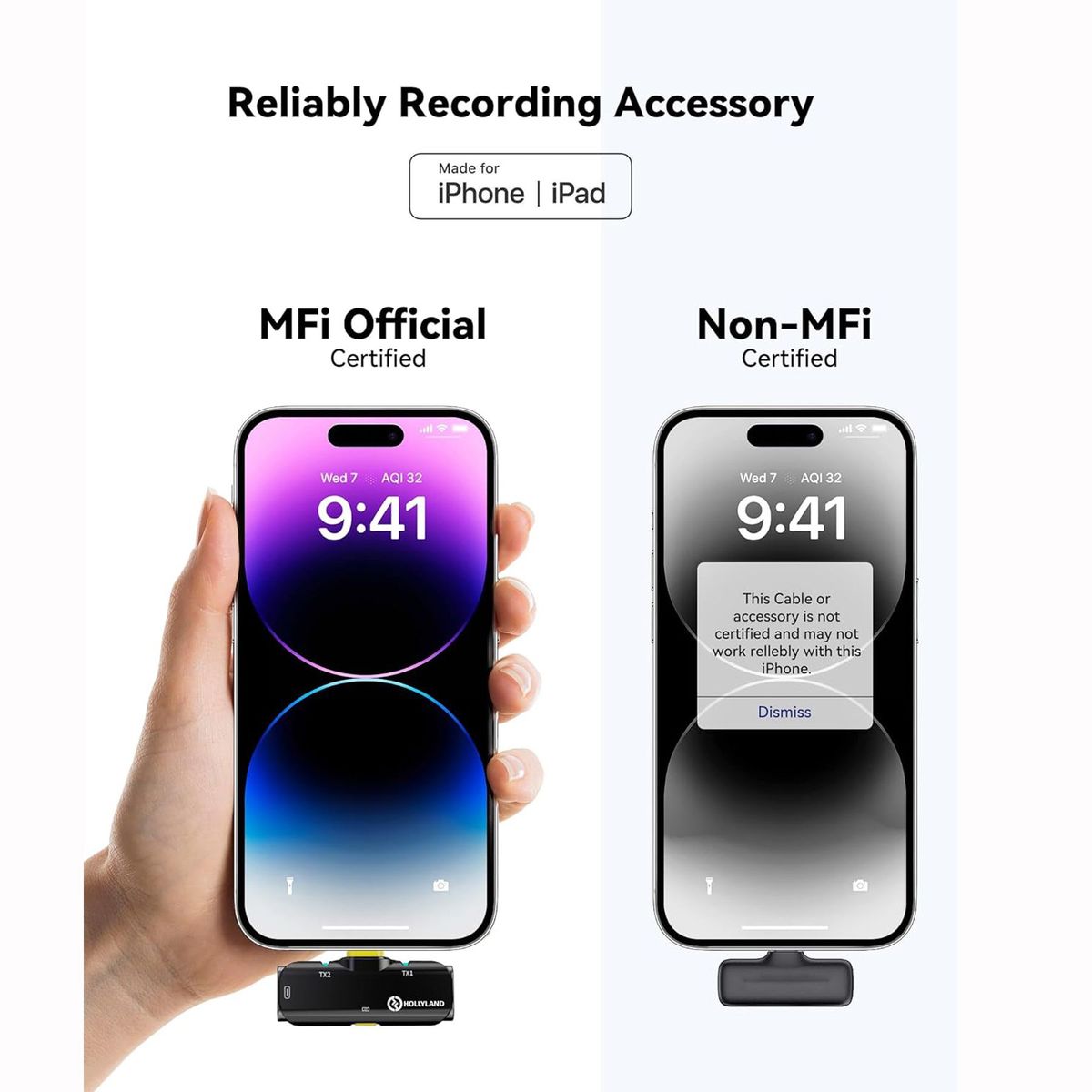GENERICO - Hollyland Lark C1 Micrófono Inalámbrico 24Ghz Doble Lightning