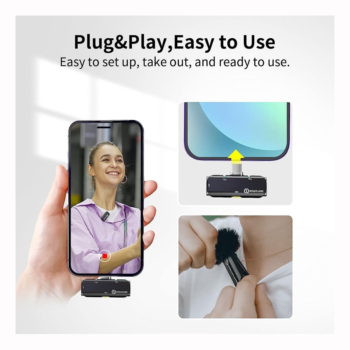 GENERICO - Hollyland Lark C1 Micrófono Inalámbrico 24Ghz Doble USB-C