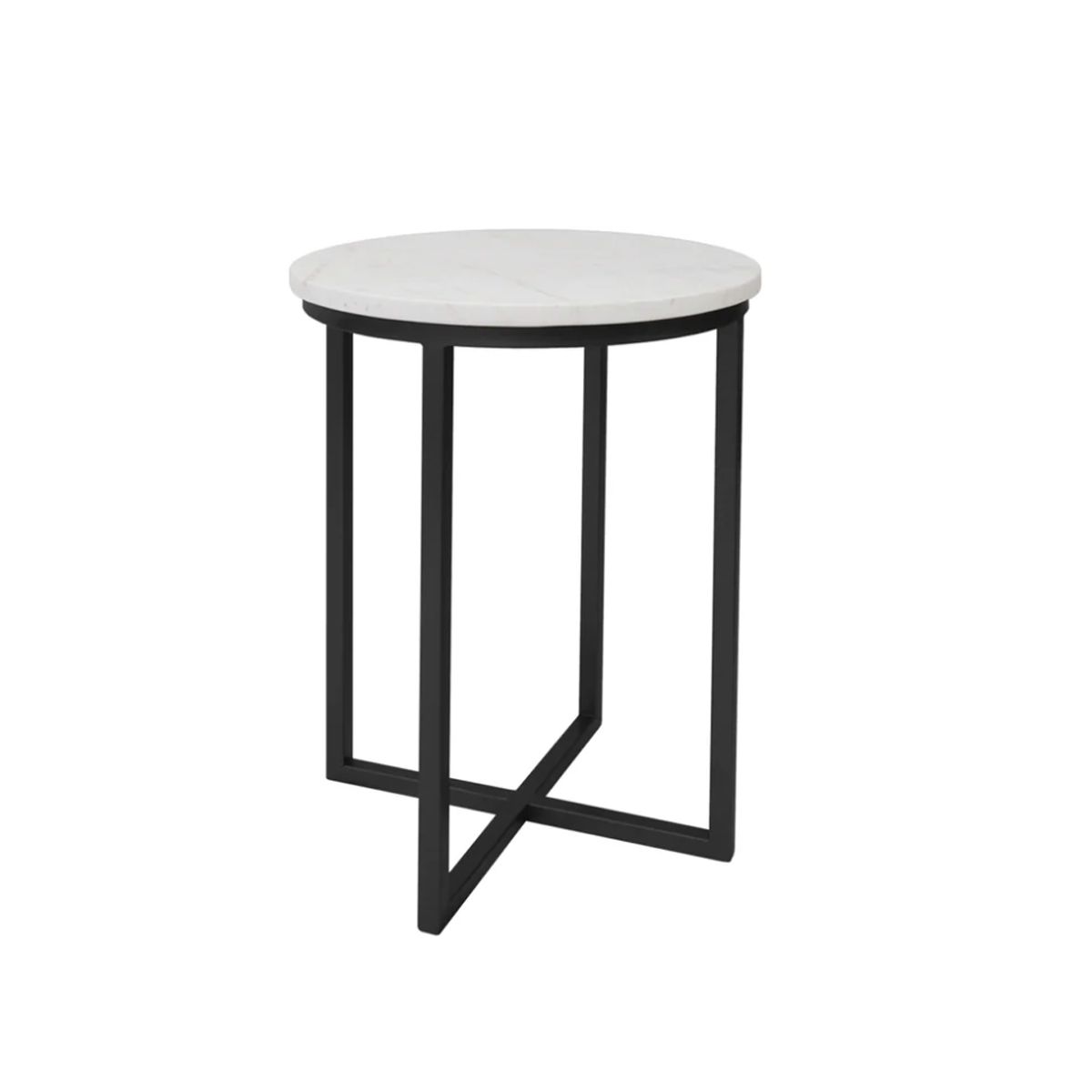 DECORATI - Mesa Lateral redonda Toronto de Mármol Blanco Negro