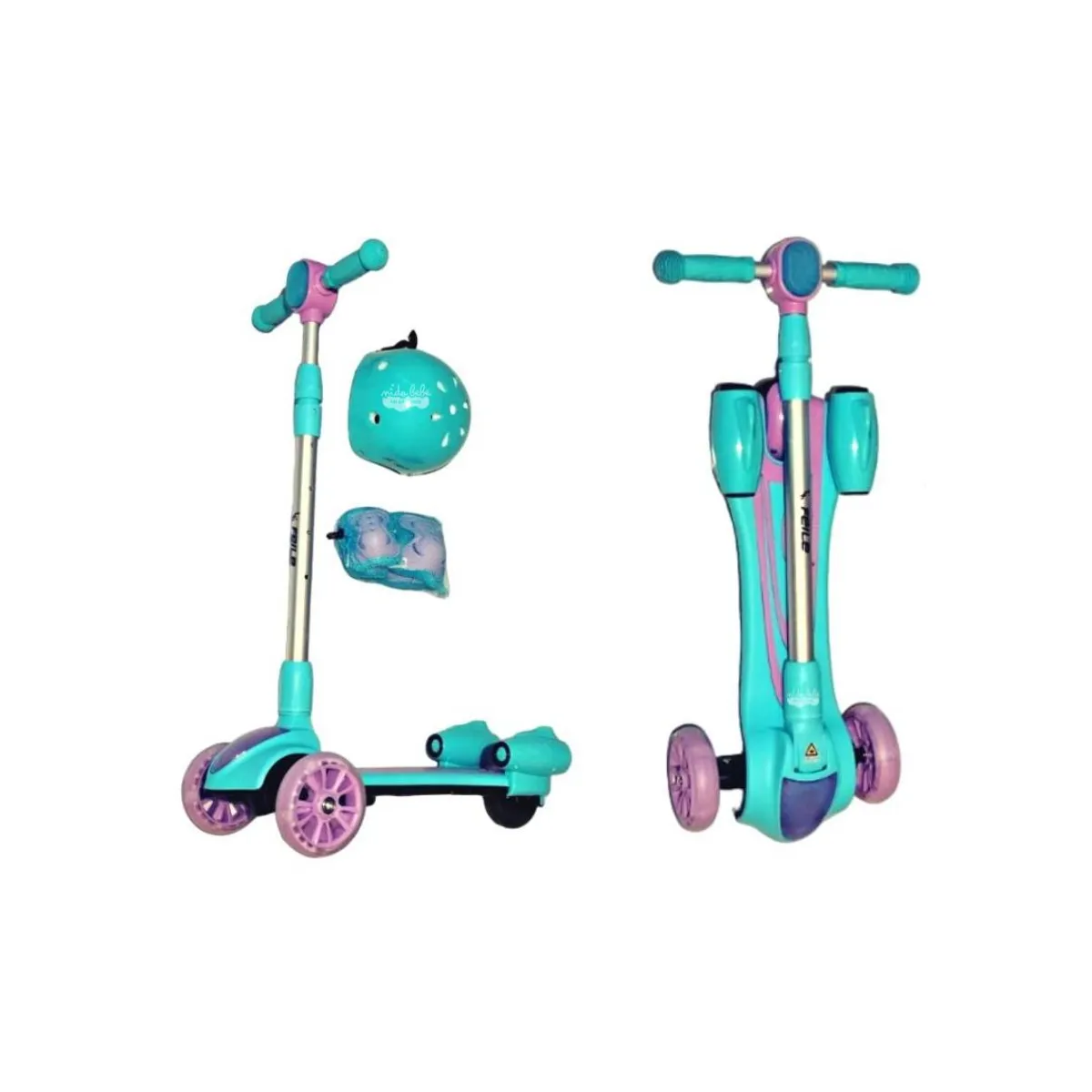 GENERICO - SCOOTER BOTA HUMO MUSICAL PARA NIÑA TURQUESA