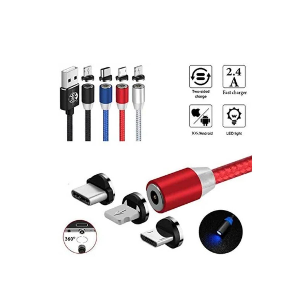 GRIFFIN - Cable Imantado Magnético 3 En 1 Android Tipo C Y Lightning