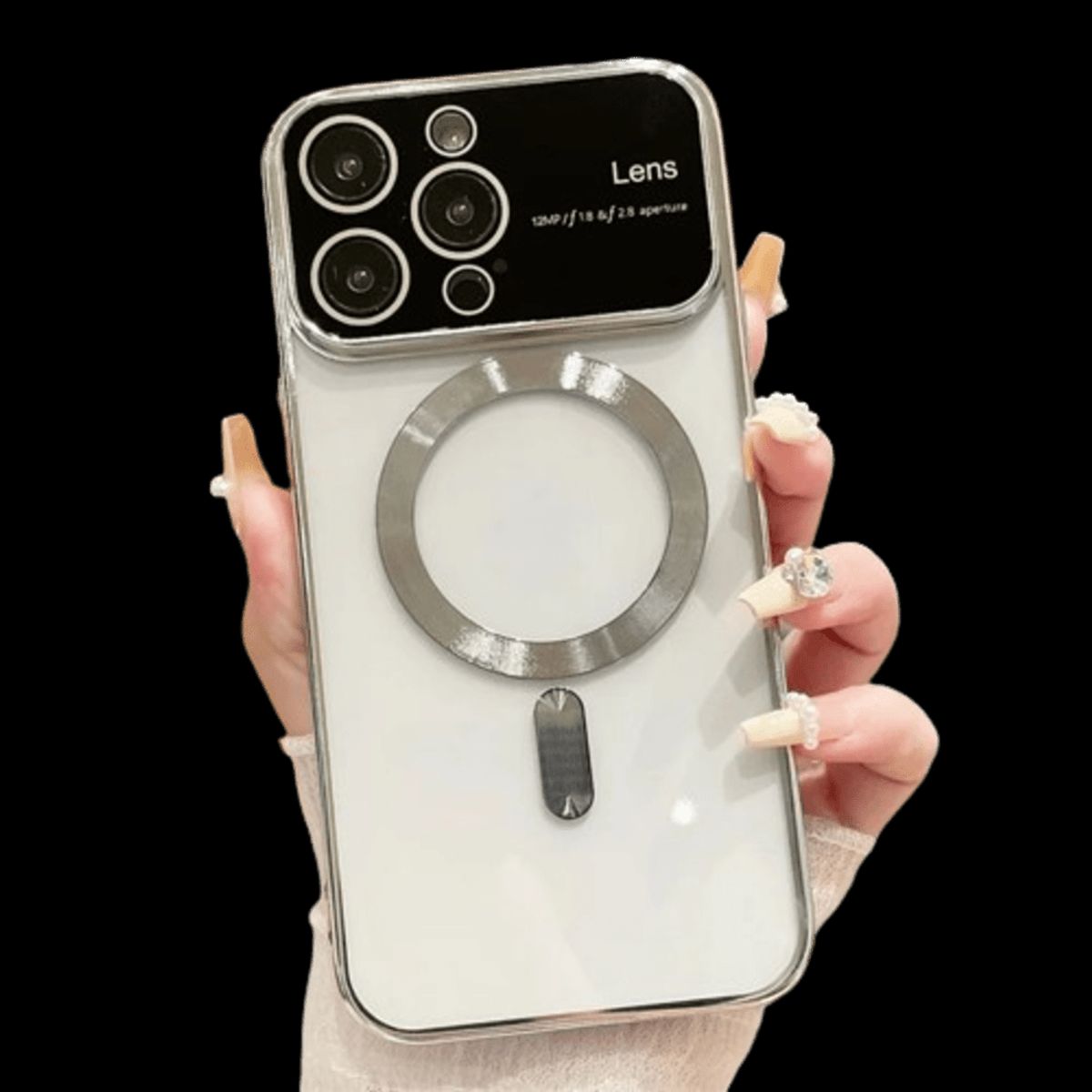 GENERICO - Funda para iPhone 11 Pro MagSafe Metalizado Plateado Lens Protector