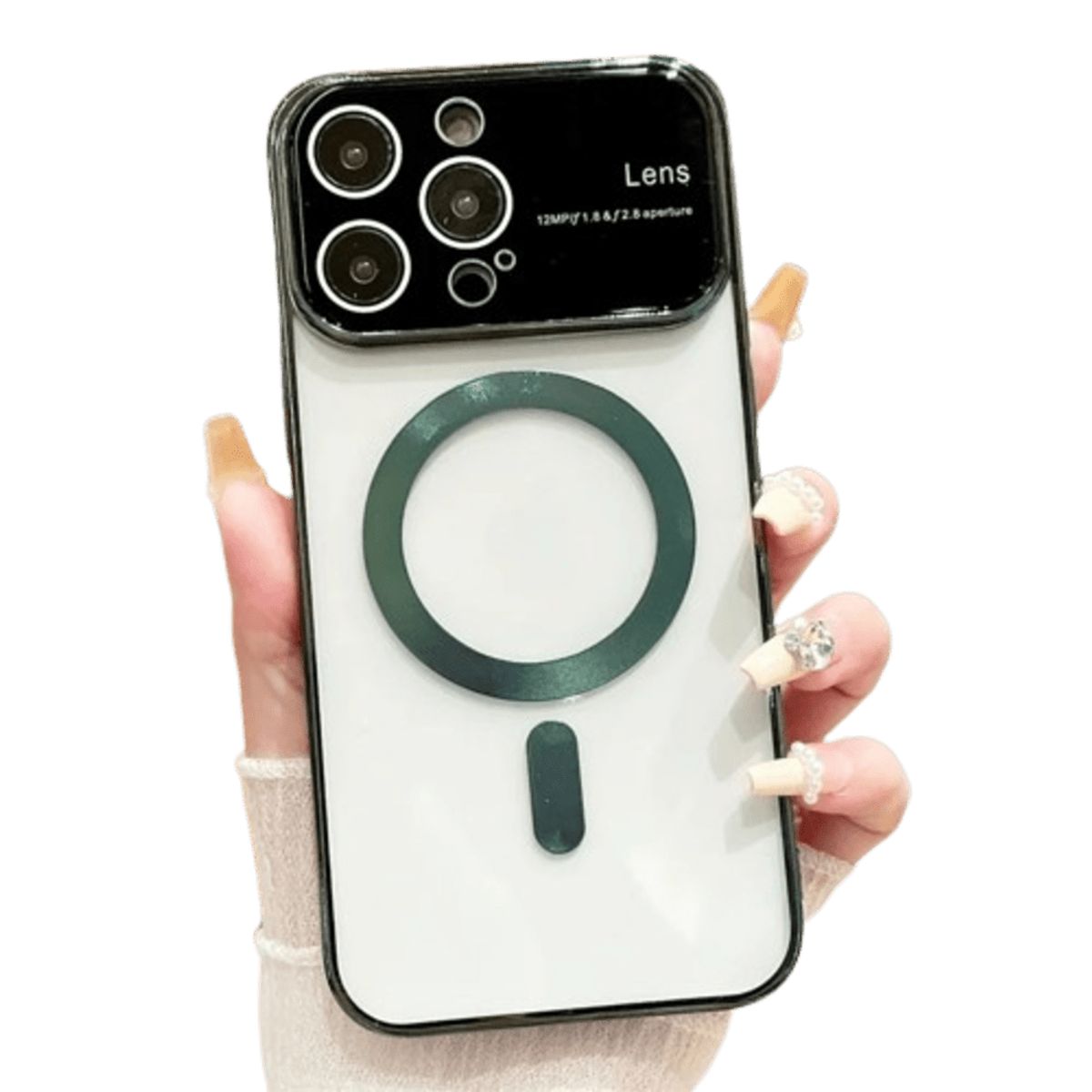 GENERICO - Funda para iPhone 15 Pro MagSafe Metalizado Verde Lens Protector