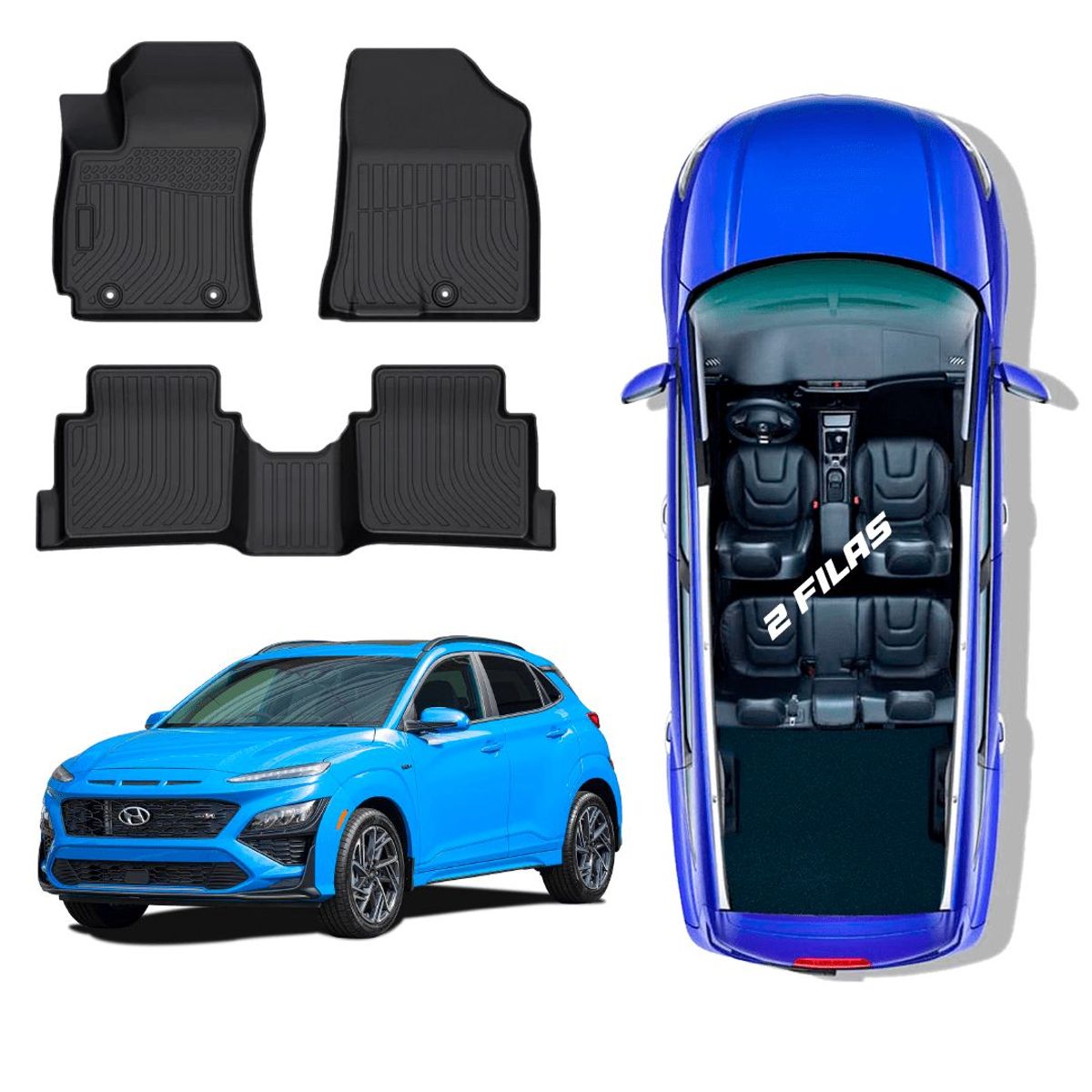 TECGO - PROTECTOR CUBRE PISO 5D TPE HYUNDAI KONA 2018-2023