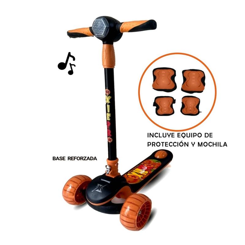 GENERICO - Scooter OXIE PRO con Luces y Música Pixel Naranja