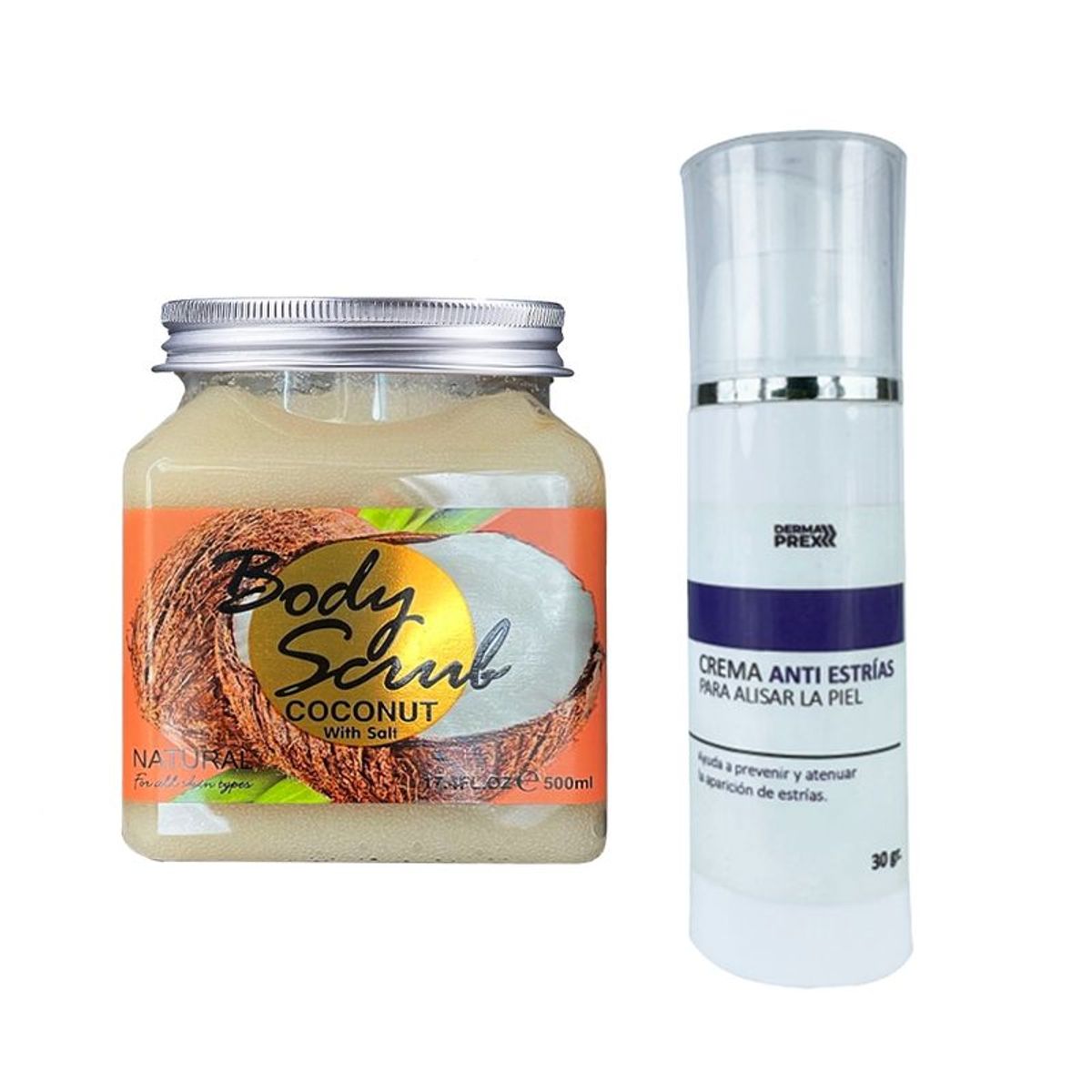 WOKALI - Exfoliante corporal Coco con sal + Crema Anti Estrías