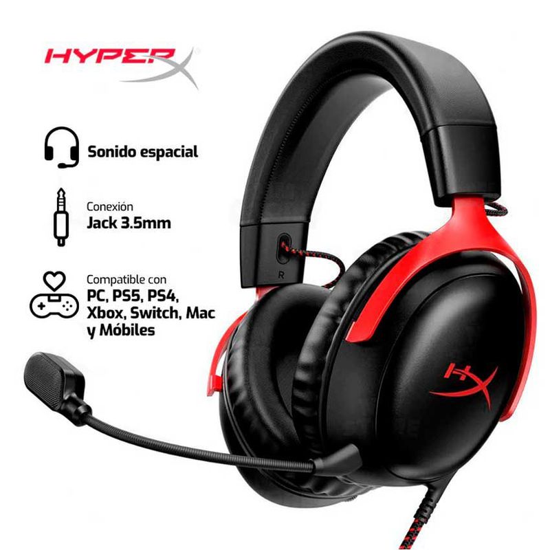HYPERX CLOUD - Audífono HYPERX CLOUD III 3.5MM-USB 7.1 ROJO