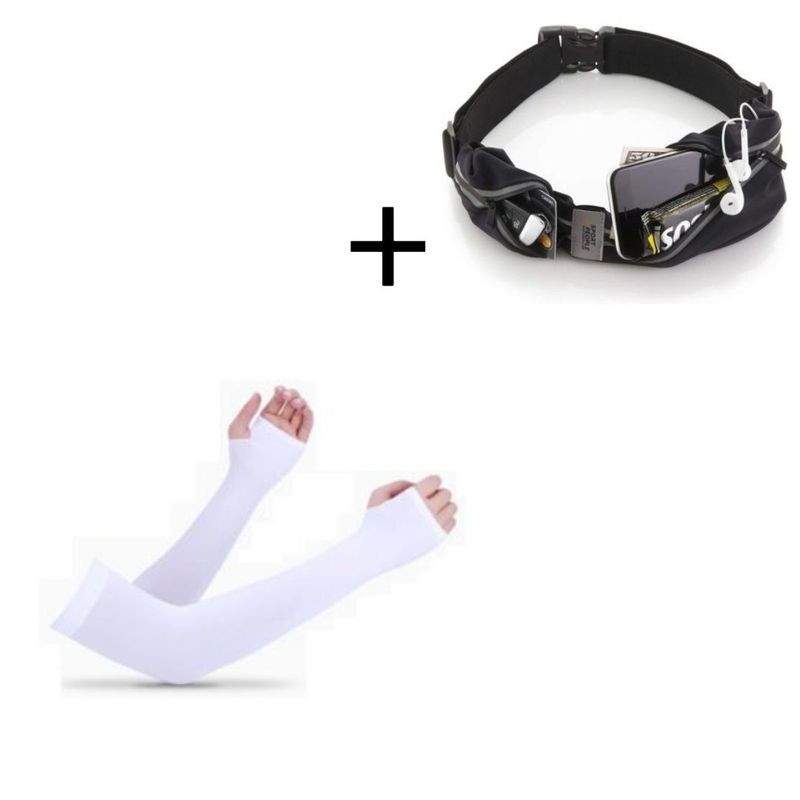 GENERICO - Manga de Brazo Protección UV Seda  Blanco y Canguro Deportivo