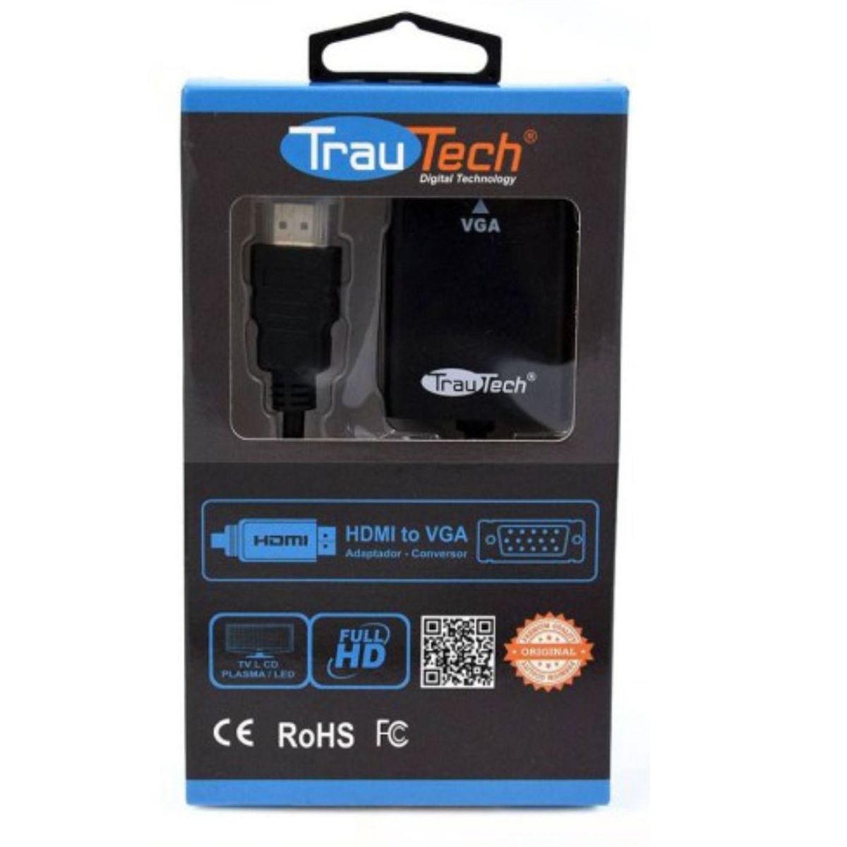 GENERICO - Convertidor Adaptador Video Cable HDMI a VGA Full HD Trautech