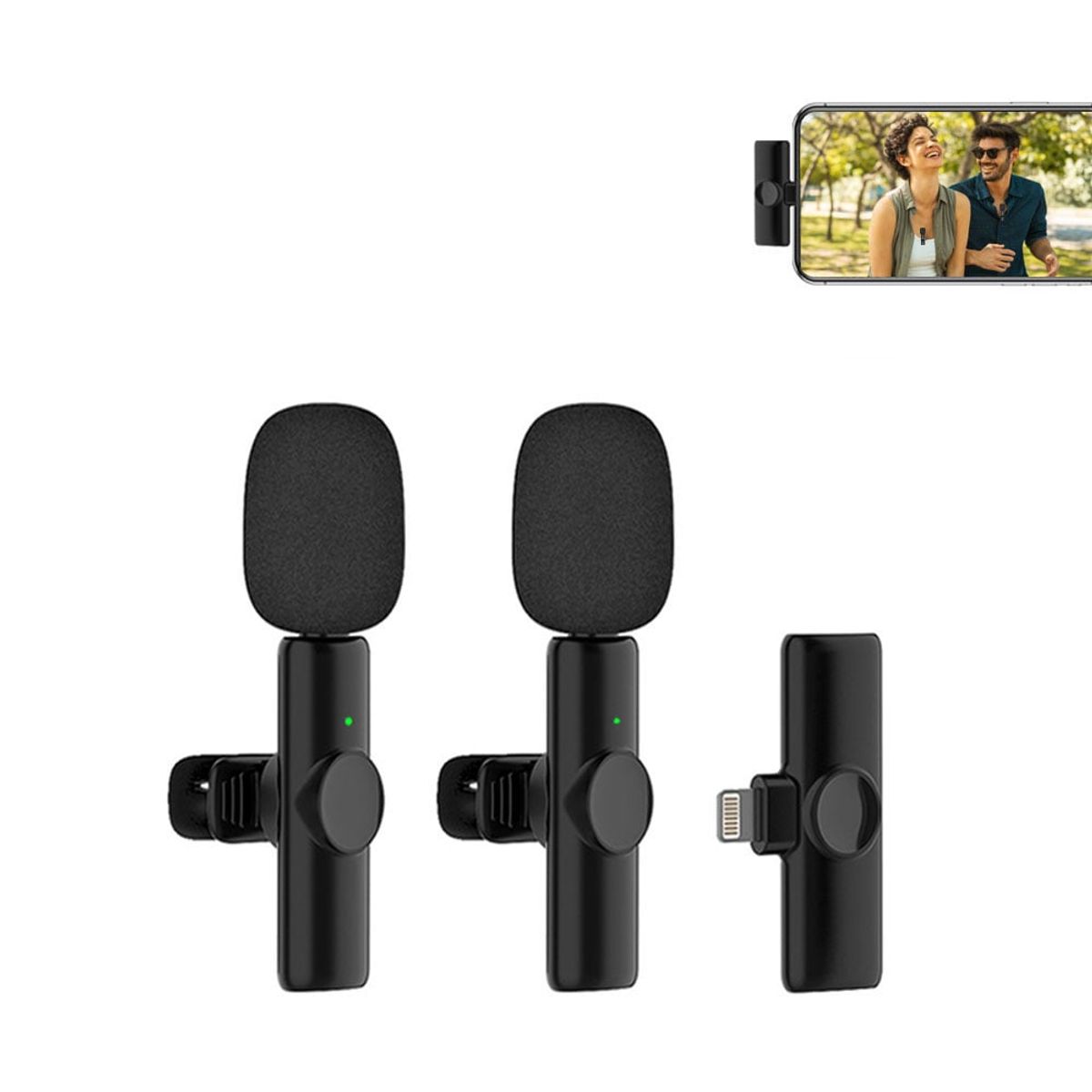 OEM - Micrófonos Inalámbricos Solaperos 2 en 1 K11 Lightning (iPhone, iPad)