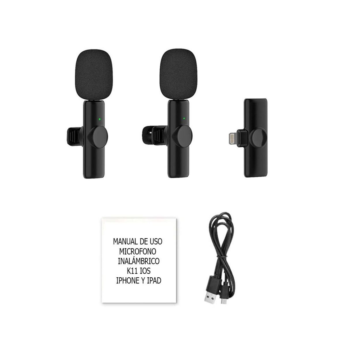 OEM - Micrófonos Inalámbricos Solaperos 2 en 1 K11 Lightning (iPhone, iPad)