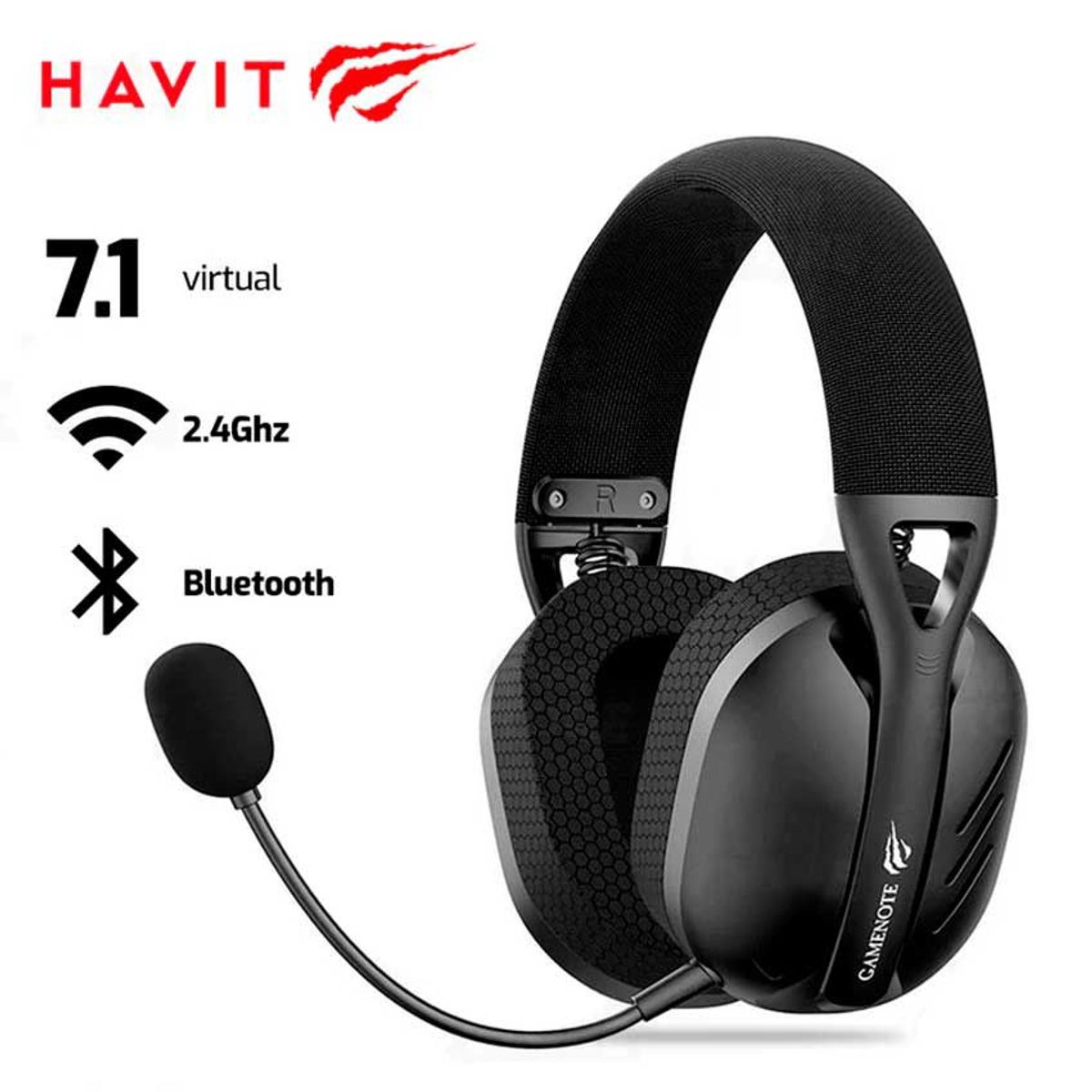 HAVIT - Audífono HAVIT FUXI-H3 BLUETOOTH- INALAMBRICO- USB 7.1 Negro