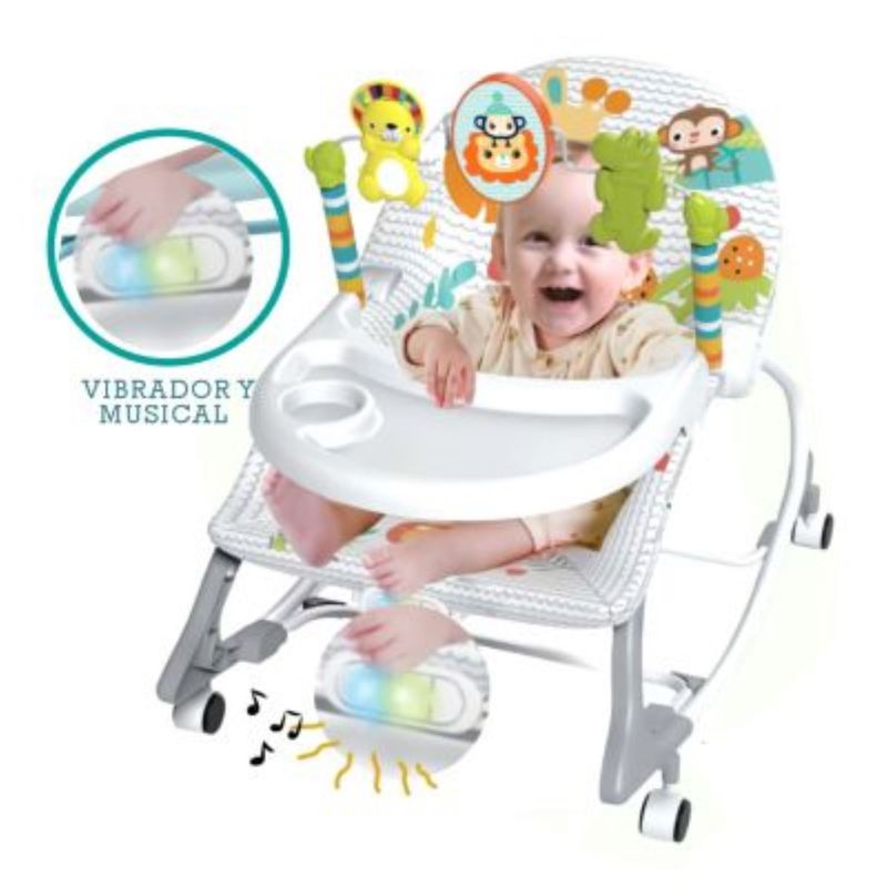 IDEAL - Silla Mecedora Ideal Musical y Vibrador Zaboo Gris