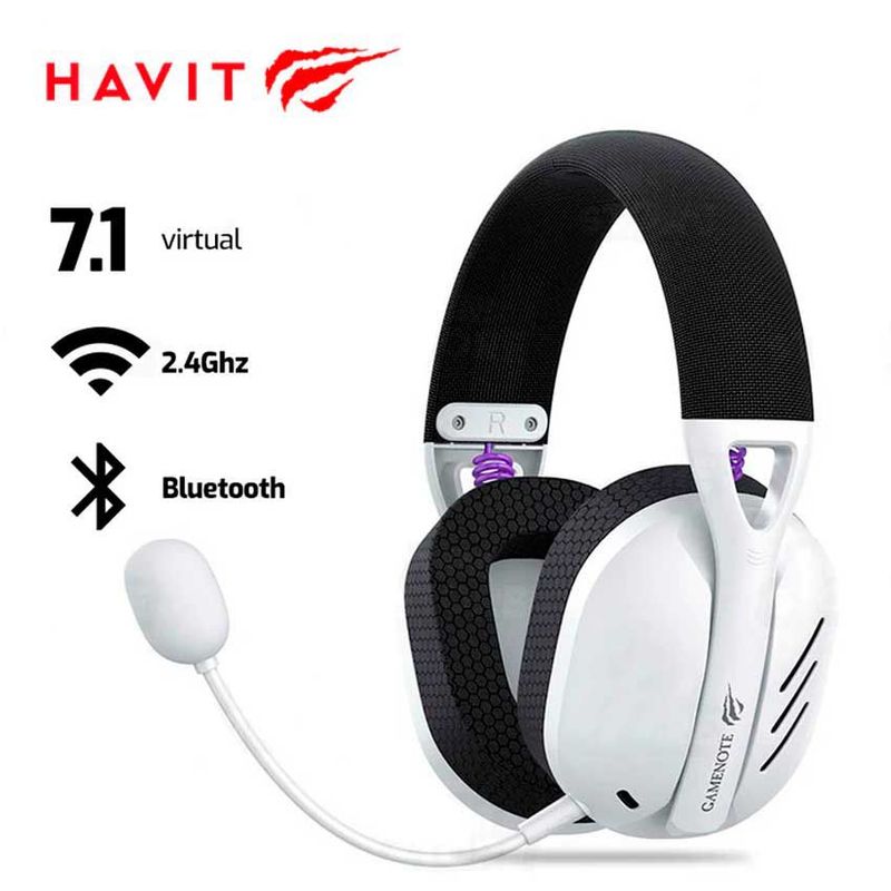 HAVIT - Audífono HAVIT FUXI-H3 BLUETOOTH- INALAMBRICO- USB 7.1 Negro Blanco