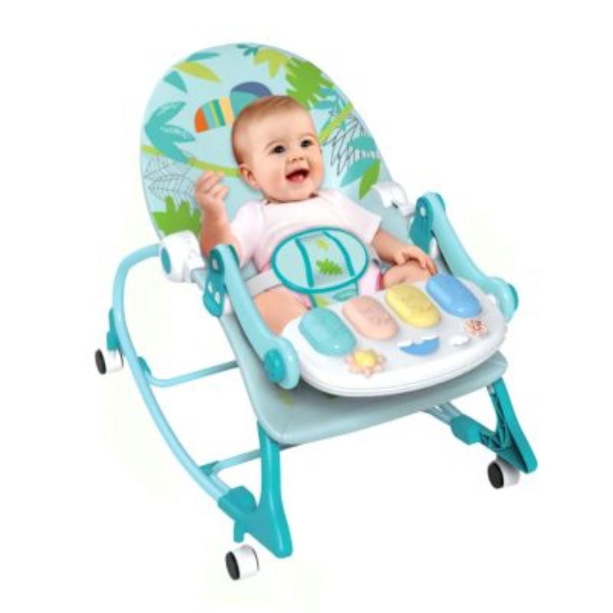 IDEAL - Silla Mecedora Ideal Musical con Piano Zaboo Plus Celeste