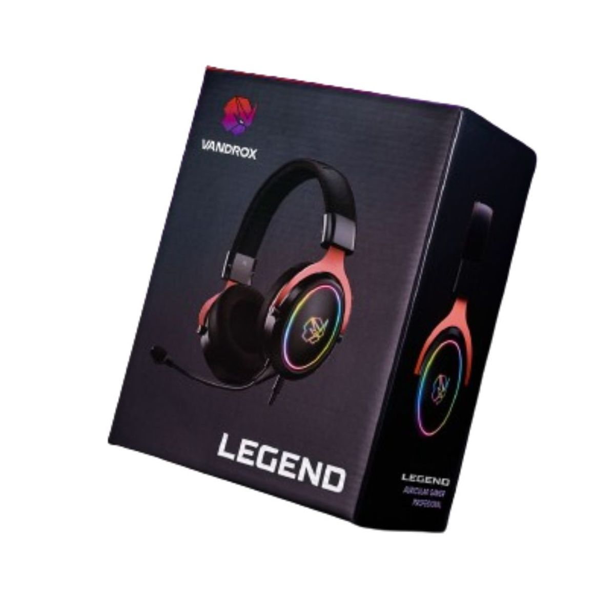 GENERICO - Auricular Vandrox Gamer Profesional Legend negro  rojo Rgb