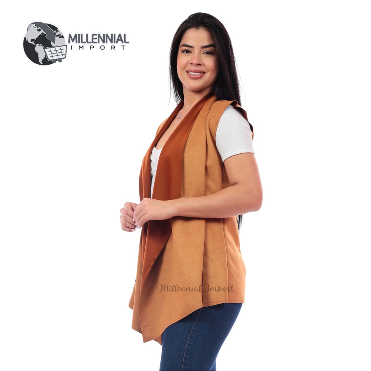 GENERICO - Chaleco Capa Larga con Delantero en Punta para Mujer