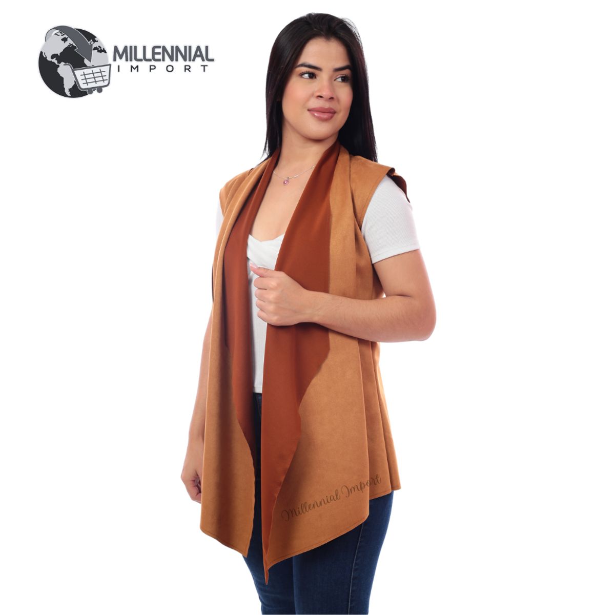 GENERICO - Chaleco Capa Manga Corta Textura Suave para Mujer