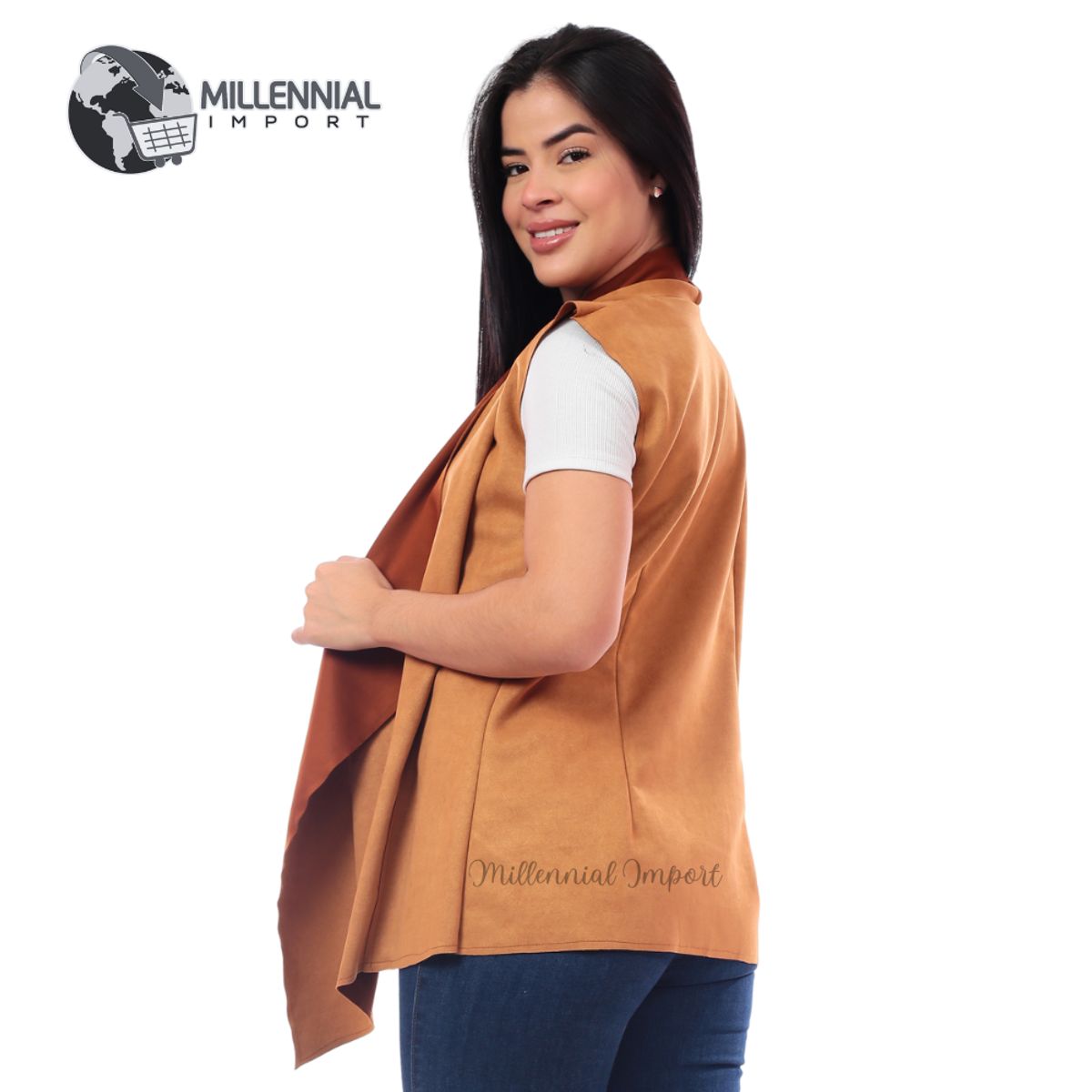 GENERICO - Chaleco Capa Manga Corta Textura Suave para Mujer