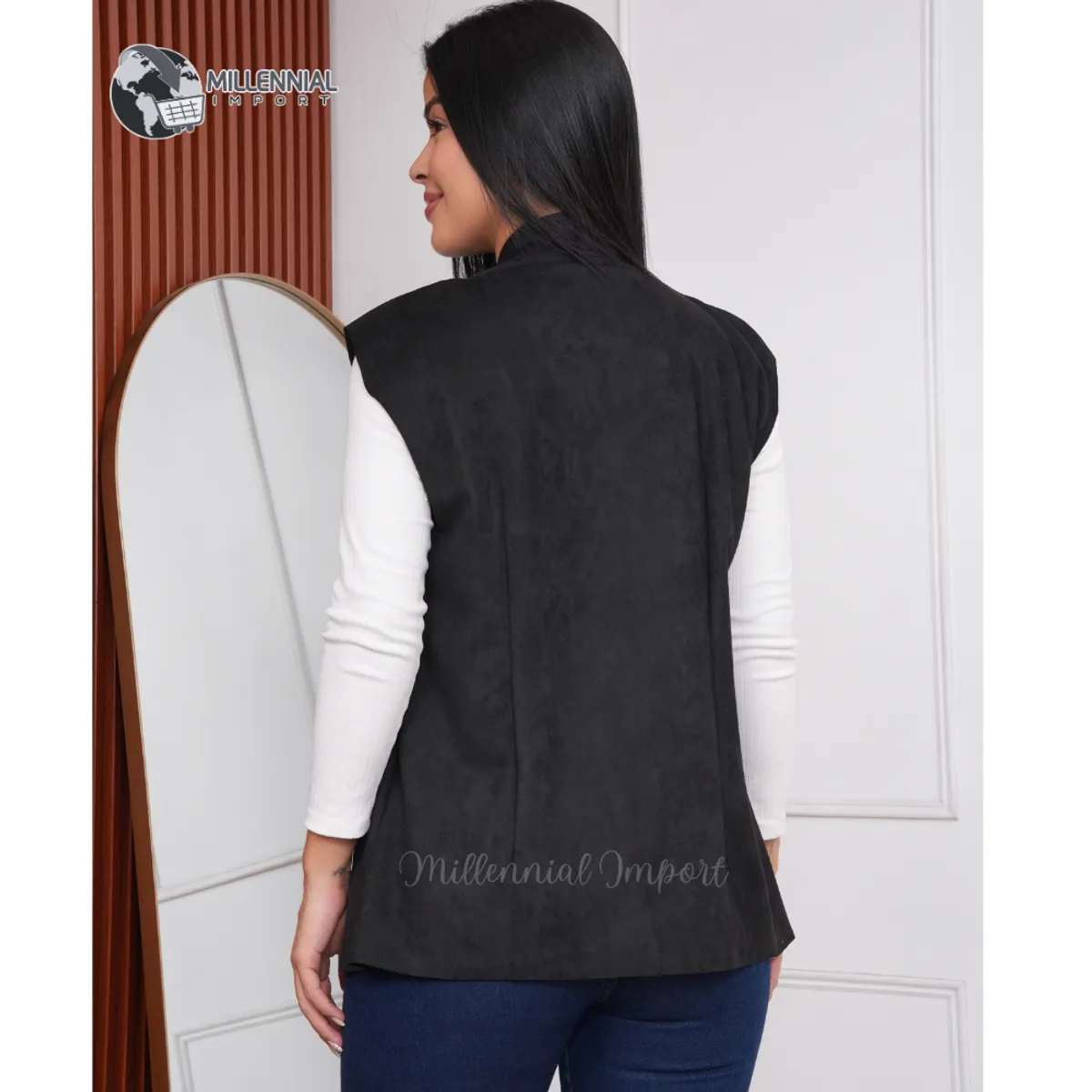 GENERICO - Chaleco Dama Corte Princesa  Tela Suede Aterciopelada para Invierno