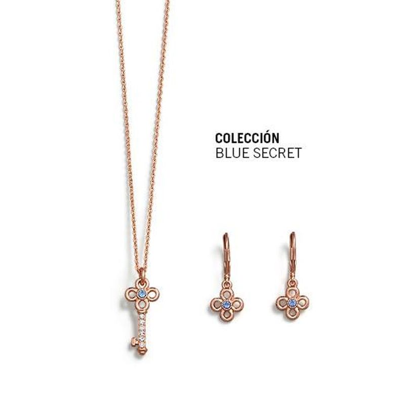 Collier Et Boucles D'oreilles Yanbal Secret Bleu - Bijoux Neufs Avec étiquettes - Collection Bleue, Couleur Bronze