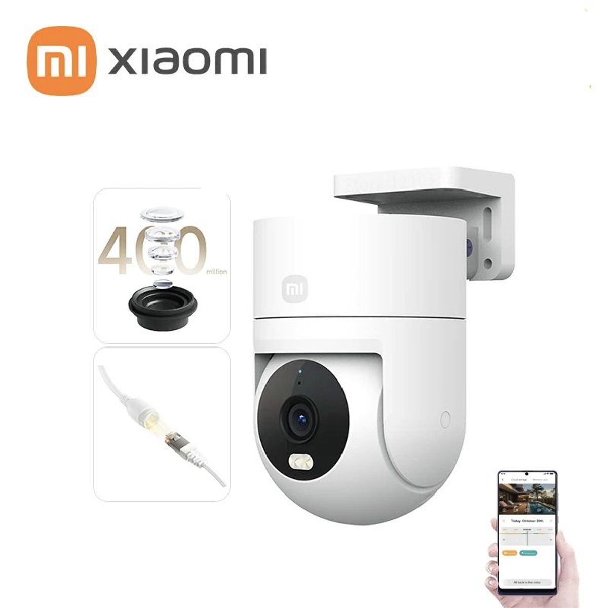 XIAOMI - Camara de Seguridad Xiaomi Exteriores CW300 4 MP RED DUAL
