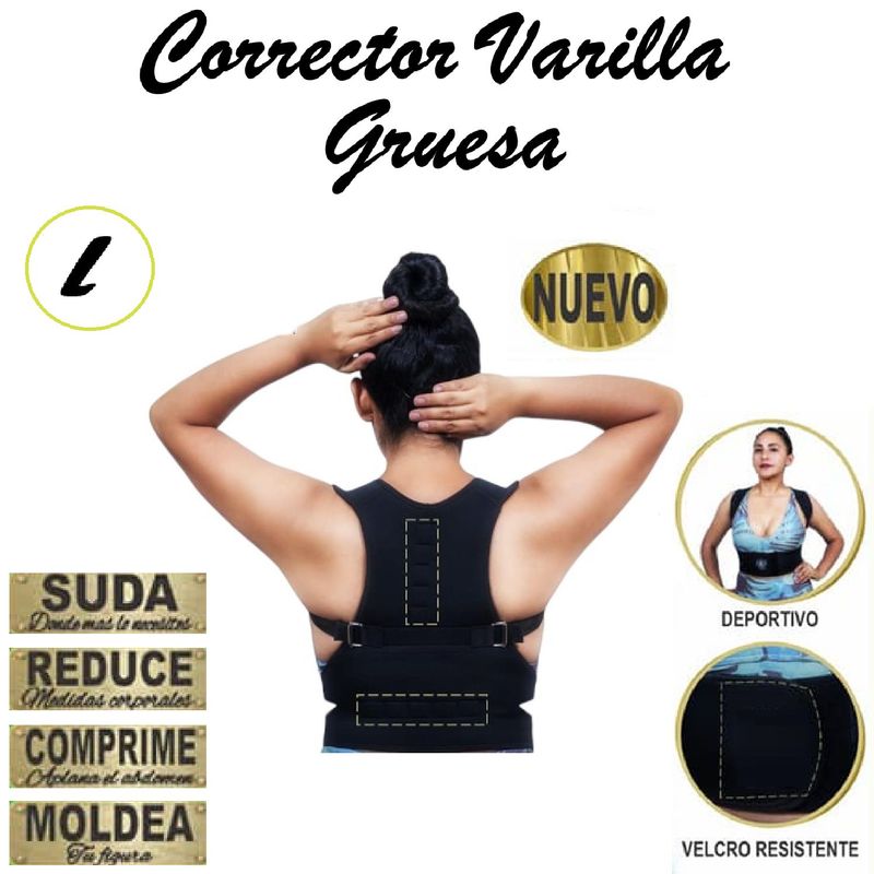 GENERICO - Corrector Varilla Gruesa Negro Talla -L