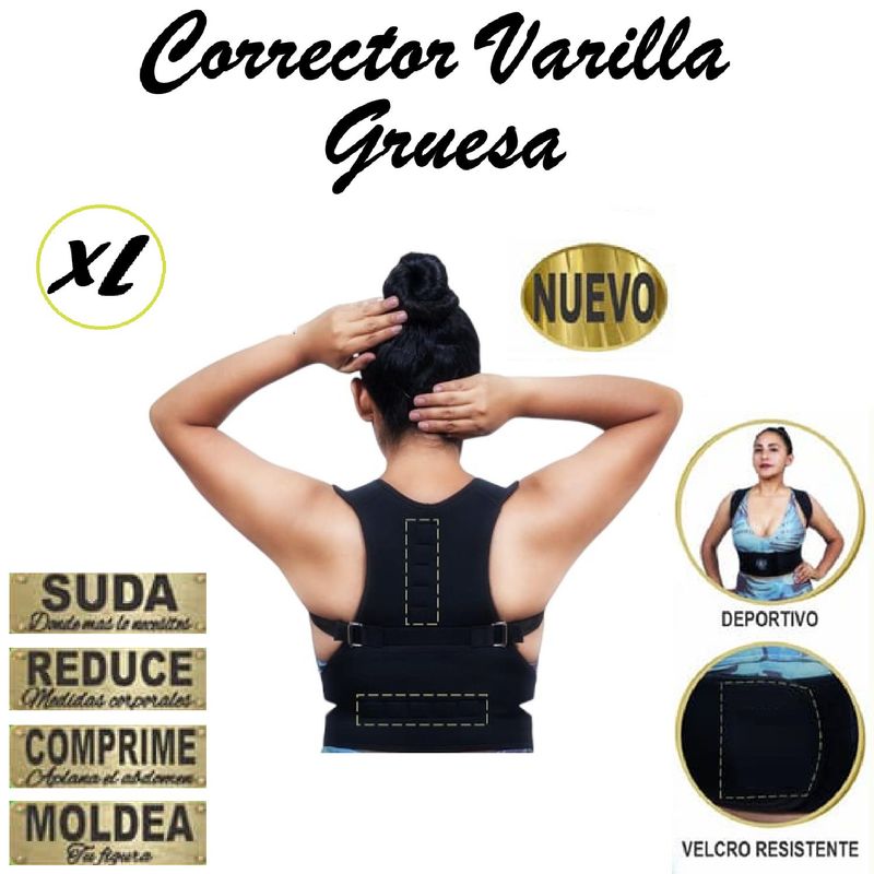 GENERICO - Corrector Varilla Gruesa Negro Talla -XL